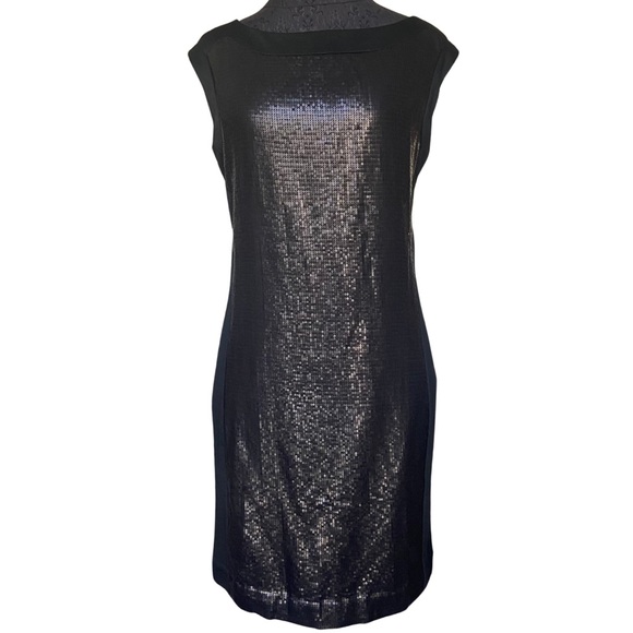 NWT Ann Taylor Black Sequin Sheath Holiday Party Cocktail Dress Size 6 - Picture 1 of 5